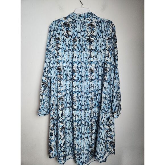NWOT Jessica London Black & Blue Animal Print Button Up Shirt Midi Dress size 20 - Picture 11 of 14